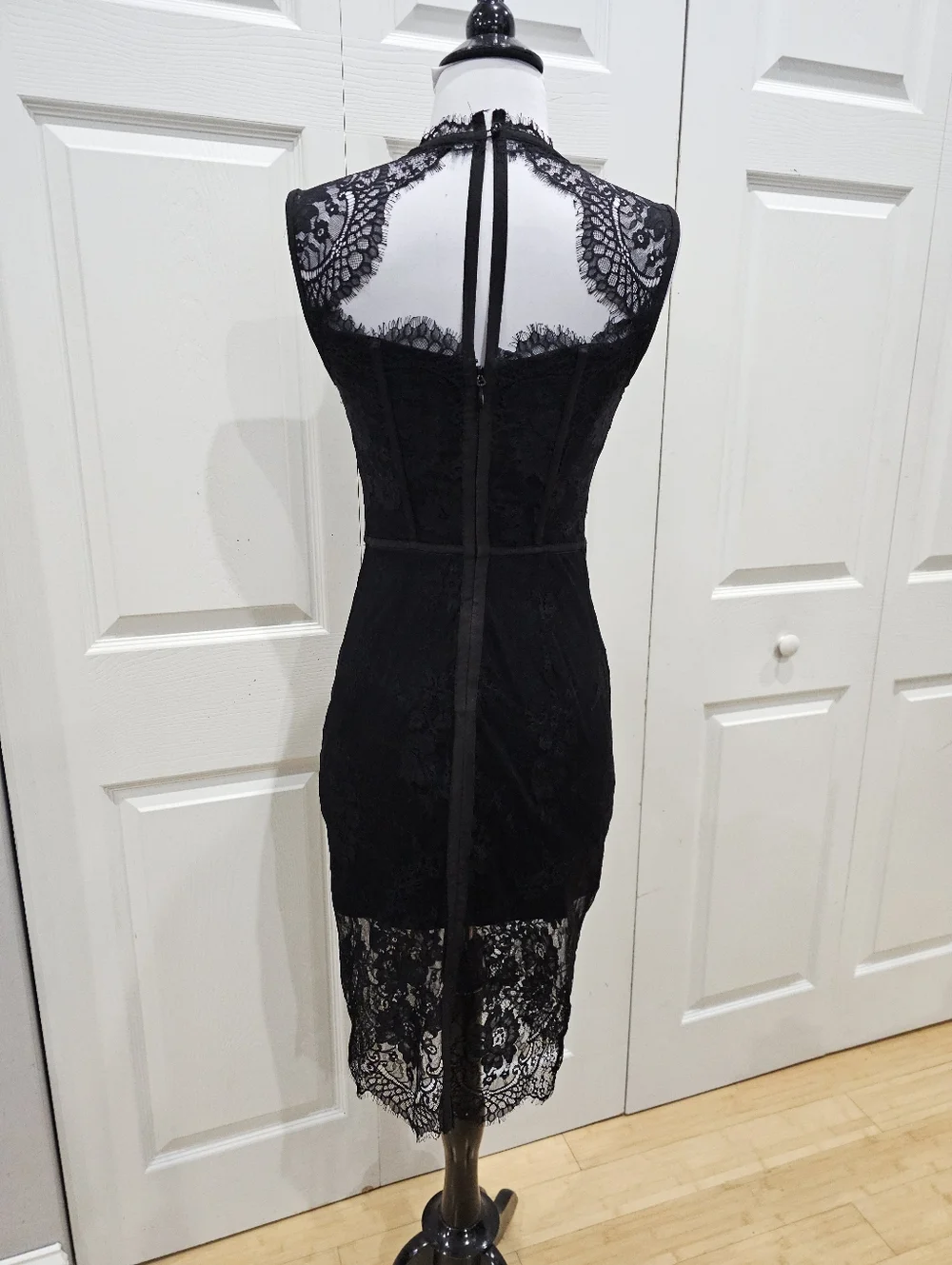 Vintage Y2K Goth Witchy Sexy Bebe Strappy Lace Corset Style Little Black Dress 2 - Picture 7 of 16